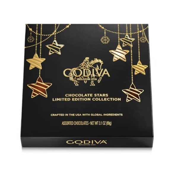 Godiva Holiday Stars Collection Christmas Chocolate Giftbox - 3.1oz/9pc