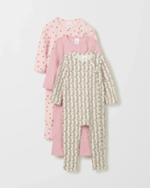 Organic Cotton 3 Pack Baby Zip Coverall