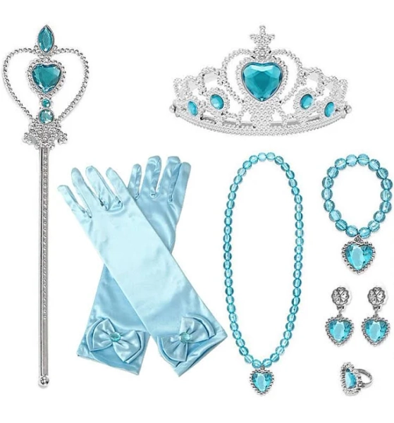 Kids Girls' Princess Dress Up Set Gloves Necklace Jewelry Set Tiara Princess Sweet Party Birthday Heart Pink