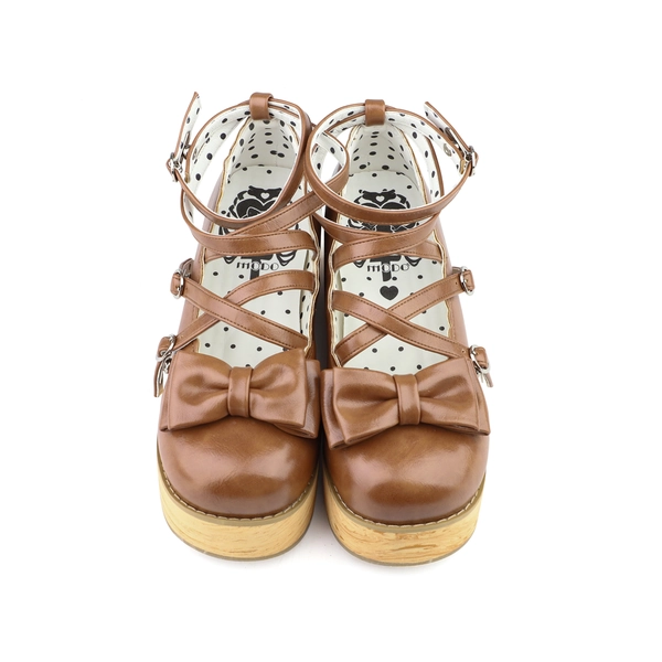 MODO Wood Grain High Platform Lolita Heels Shoes New Color