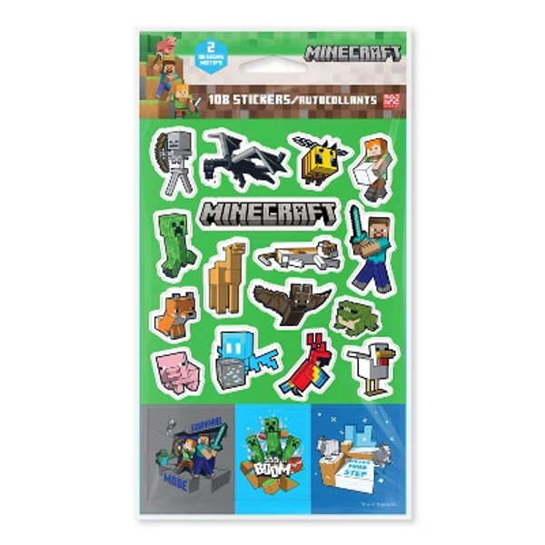 Minecraft 108ct 6 Sheets Sticker Book For Kids' Iconic Minecraft Items