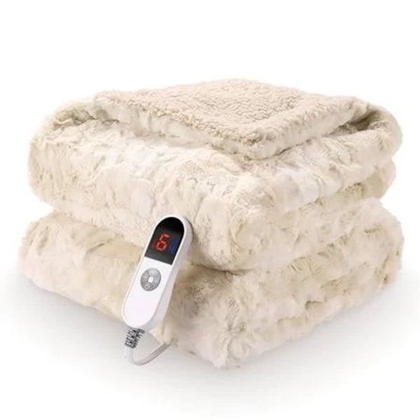 Marnur Electric Throw Blanket 50" x 60" Soft Faux Fur Heated Throw Blanket with Large LED Display