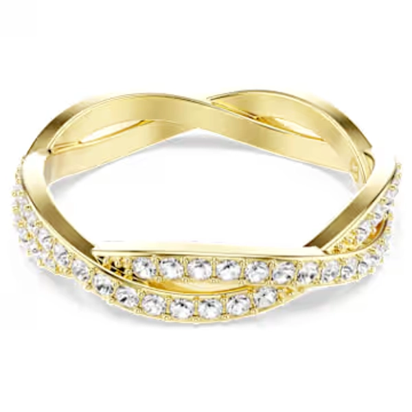 Bague Infinity, Pavé, Blanche, Placage de ton or