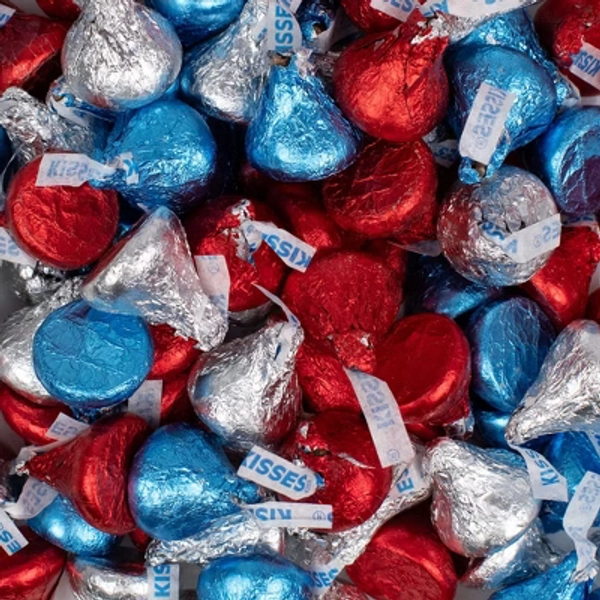 180ct Patriotic Red, Blue And Silver Foiled Hershey™s Chocolate Kisses For Parades, Gifts & More