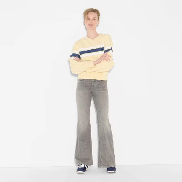Women's Mid-Rise Flare Jeans - Wild Fable™ Gray Wash 6
