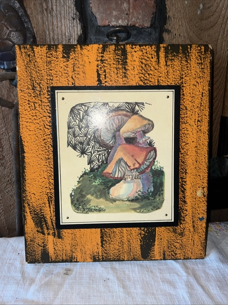 Vintage Mushroom Wooden Picture By Jem Company Atlanta GA No. 5063