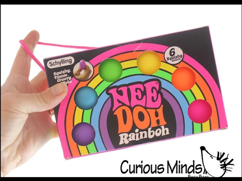 Needoh Rainbow Teenie Tiny Nee-Doh 3 Pack Soft Doh Filled Stretch Ball