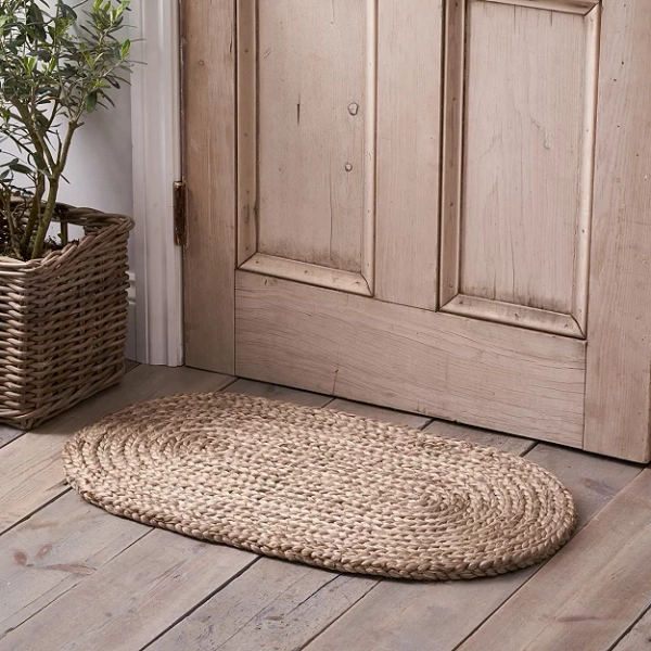 Braided Jute Oval Doormat  | Rugs | The  White Company