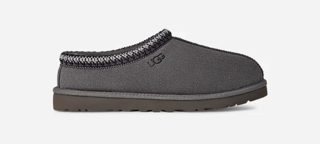 UGG® Men's Tasman II Sheepskin Slippers in Dark Grey, Size 9.5