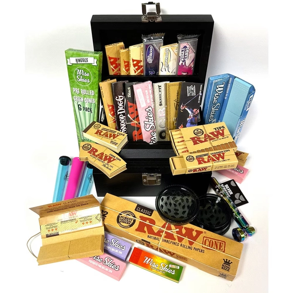 Jumbo Roll Box Set Black Wooden Stash Box