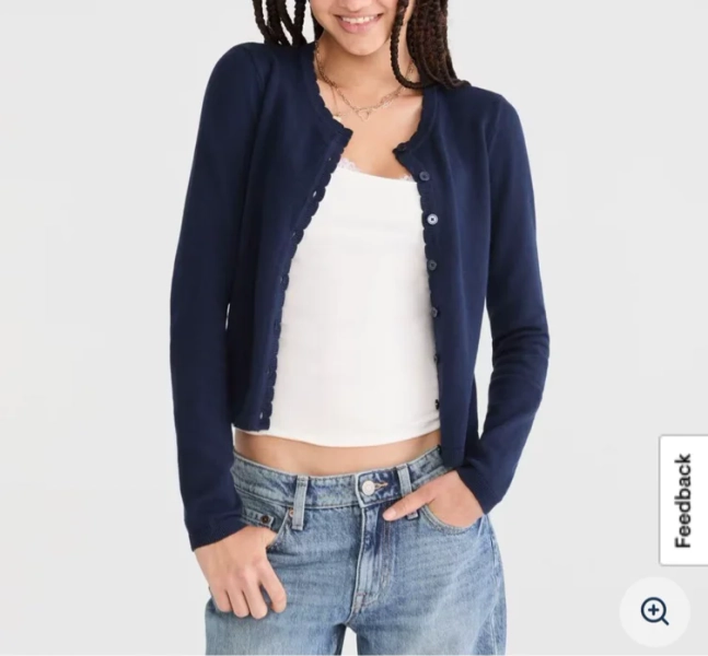 Scalloped Crew Cardigan