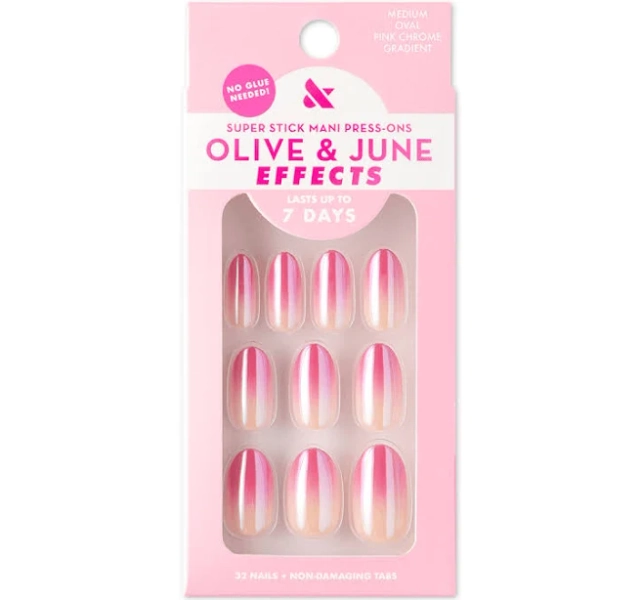 Olive & June Effects Medium Oval Super Stick Mani Press-On Nails