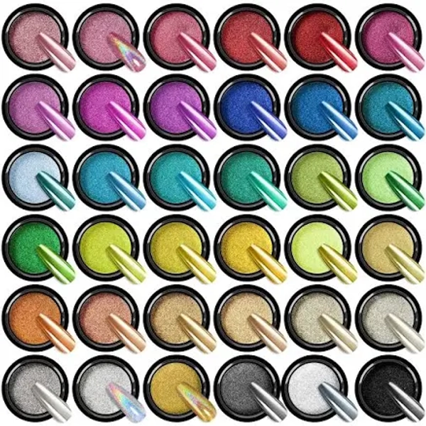 Saviland 36Pcs Mirror Chrome Nail PowderSet