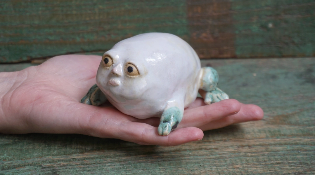 Ceramic Frog Figurine: Weird Sculpture Art