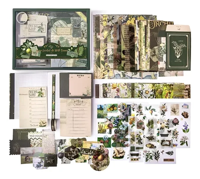 Kit Scrapbook Recortes Retro Cuaderno Sticker Papeles Regalo
