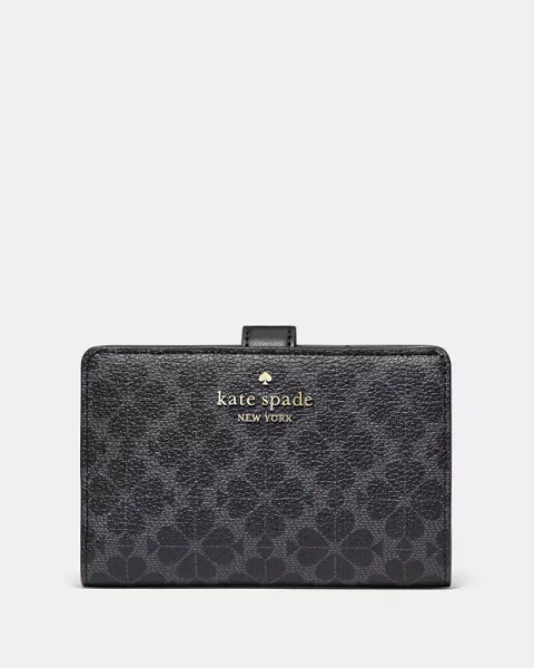 Black Spade Flower Medium Bifold Wallet