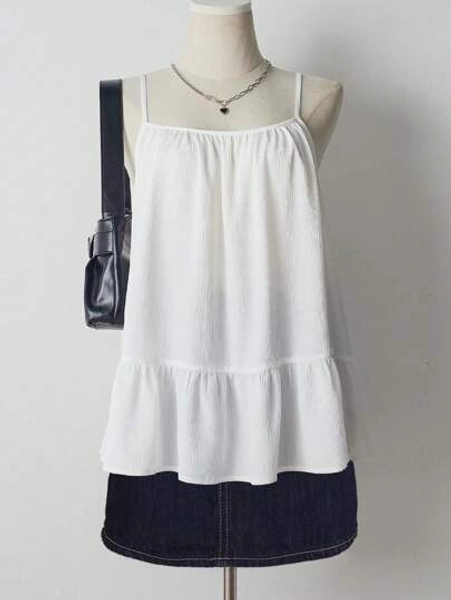 INAWLY Ruffle Strap Sweet Leisure Vacation Tank Top, Summer - Size XL