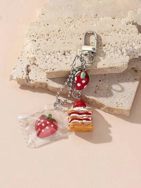 1pc Handmade Strawberry Cake Keychain Cute Fruit Bag Pendant Accessory Fashion Gift For Girlfriend Couple Best Friend Strawberry Accessories Keychain Accessories Small Gifts