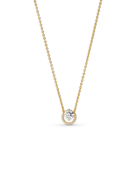Sparkling Round Halo Pendant Collier Necklace