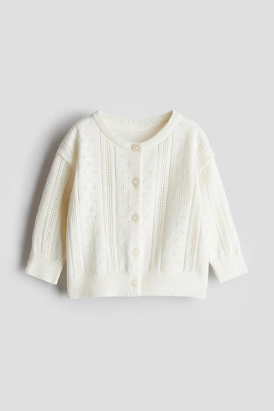 Pattern-knit Cotton Cardigan
