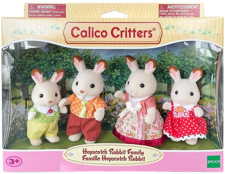 Calico Critters Chocolate Rabbit Family , Set of 4 Collectible Doll Figures