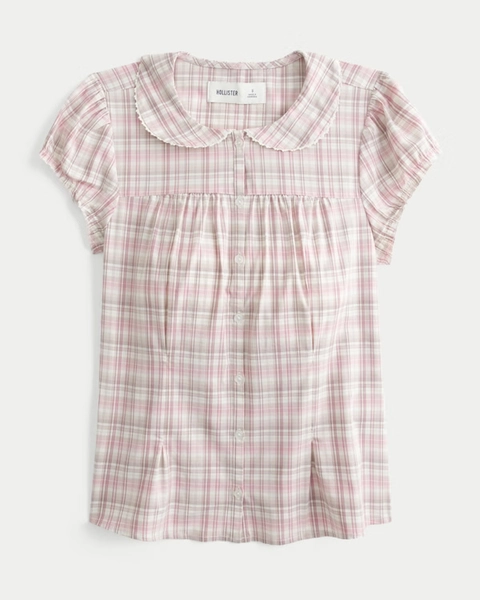 Short-Sleeve Statement Collar Shirt