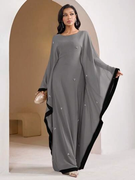 Veilorie Women's Colorblock Bat Wing Sleeve Dress Women Formal Party Dress - Size M