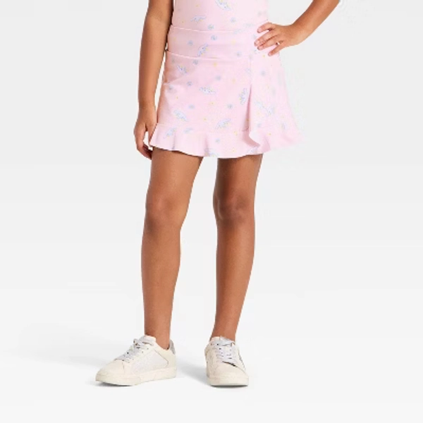 Girls' Sanrio Cinnamoroll Floral Printed Active Skort - Light Pink S