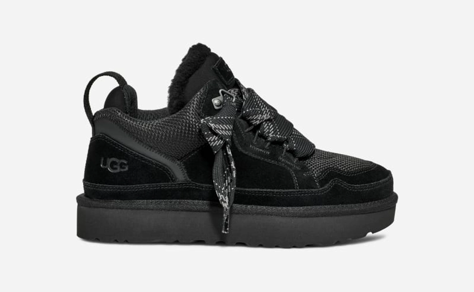 UGG® Women's Lowmel Canvas/Suede/Recycled Materials Shoes in Black, Size 5