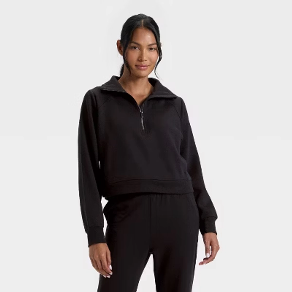 Women's Active Comfort 1/2 Zip Pullover Sweatshirt - All In Motion™ Black M