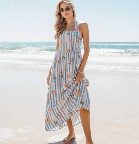 Petal & Pup Women's Kiera Halter Maxi Dress