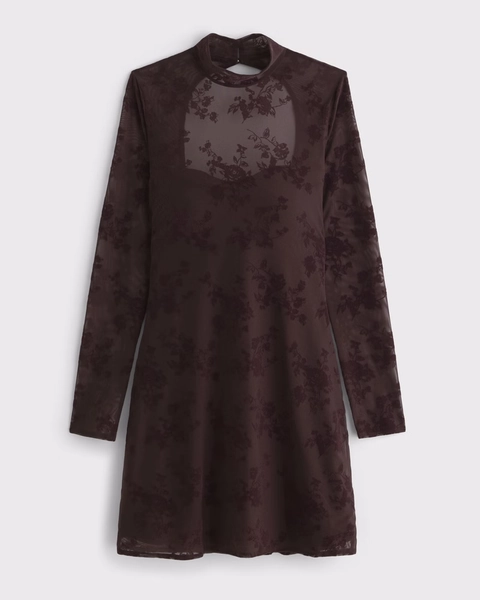 Bra-Free Open-Back Mockneck Mini Dress