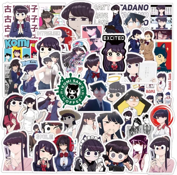 Komi Cant Anime Sticker Japanese Manga Communicate Vinyl Decals 64 Pieces