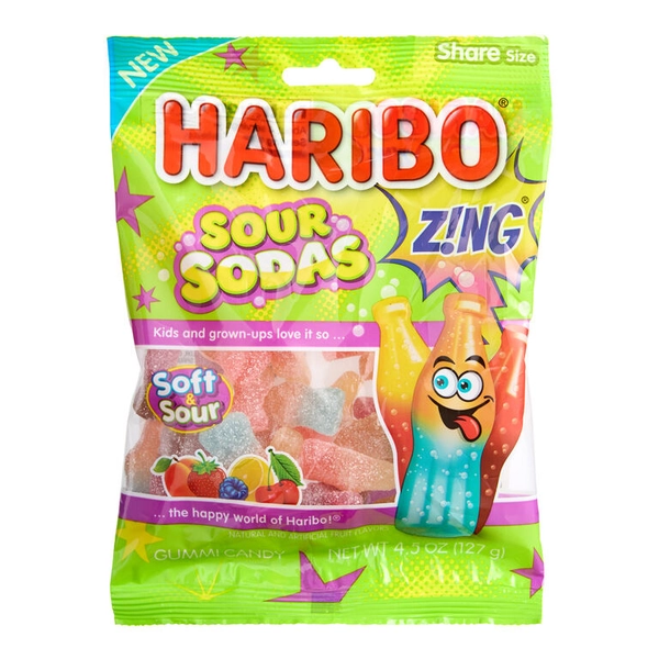 Haribo Zing Sour Sodas Gummy Candy Set of 3