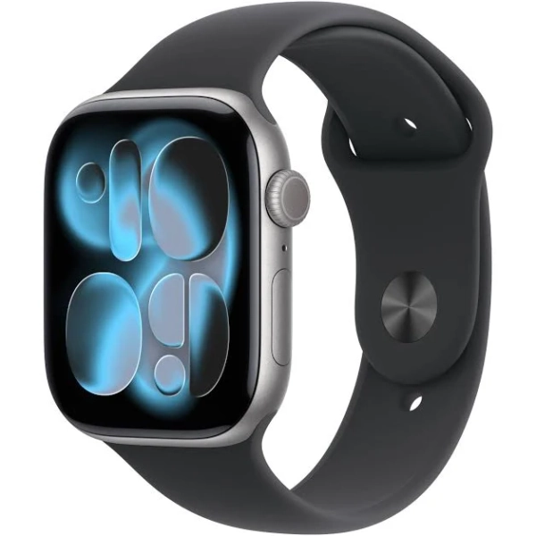 Apple Watch Series 11 (GPS+Cellular) 46mm Aluminum Case with Black Sport Band - S/M - Space Gray (Verizon) - (2025)