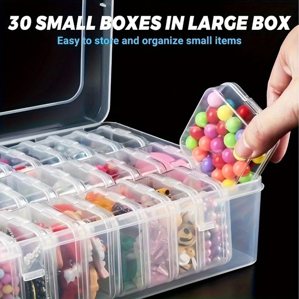 30 Bead Organizer Kit - Plastic Storage Box with Flip Lid, Rectangular Container, Ideal for Craft Supplies, Projects, Bead Organization, And Jewelry Creation