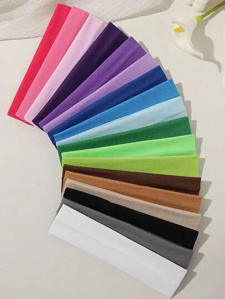 Solid Color High Elastic Headband - Yoga Workout Sweat-Absorbent Wide Hairband/Headwrap