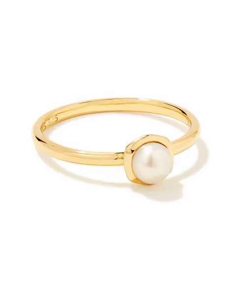 Davie Pearl 18k Gold Vermeil Band Ring in Freshwater Cultured Pearl