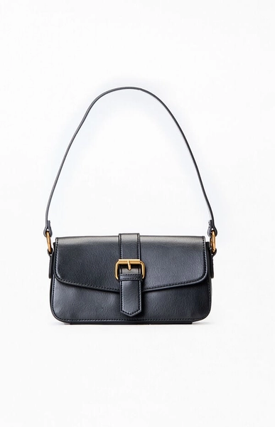 Faux Leather Buckle Shoulder Bag