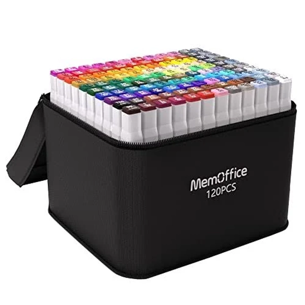 MemOffice 120 Colors Dual Tip Artist Alcohol Markers Set