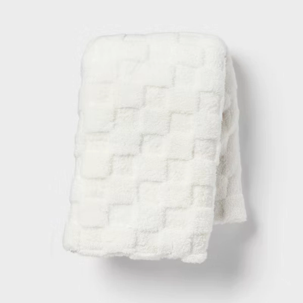 Jacquard Plush Checker Body Pillow Cover Ivory - Room Essentials ™