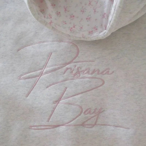 Women's Oversized Hooded Sweatshirt with Embroidered"Priana Bay " Lettering