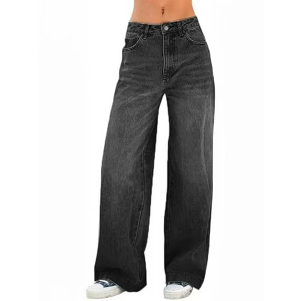 EMMIOL Women's Vintage Y2K Wide Leg Jeans 90s Baggy Boyfriend Style Denim Pants,Low Rise Loose Fit Jeans