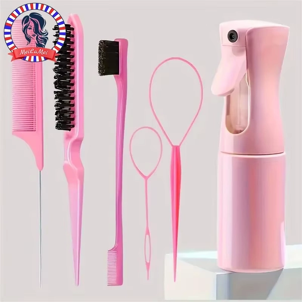 6pcs/Set Hair Brush Set Hairdressing Spray Bottle Hair Braiding Loop Rat Tail Comb Teasing Hair Brsuh Edge Control Hair Brush - AliExpress 