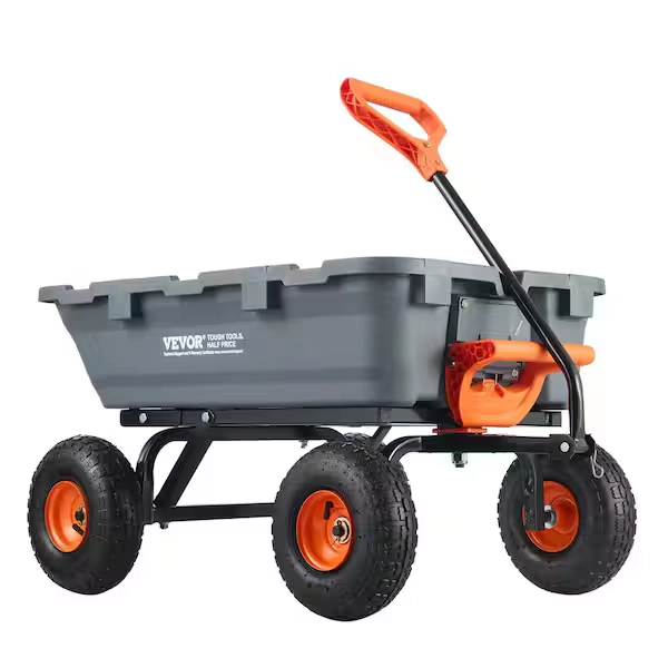 VEVOR 3.1 cu. ft. Dump Cart Poly Steel Frame Dump Wagon with 2-in-1 Convertible Handle Utility Garden Cart SLZXTC800B00XSY7GV0