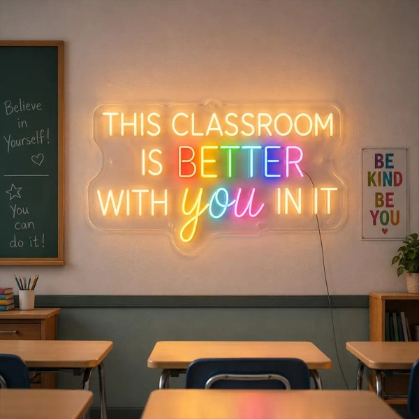 This Classroom Is Better With You In It Neon Sign, Classroom Decor LED Light, Teacher Appreciation Gift, Back to School Classroom Decoration