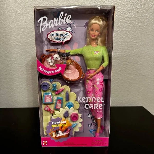 Barbie New 2001 Kennel Care Gift Set With Pet Dogs & Cat Mattel 53449 - New Toys & Collectibles