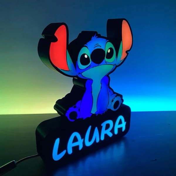 Personalized Stitch LED Lamp | Custom Night Light | Kids Room Decor | Child Gift | Disney Stitch Light | Name Included