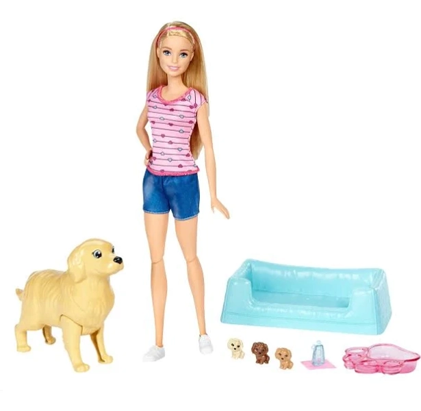 Barbie Newborn Pups Doll & Pets
