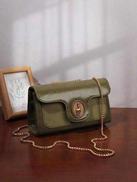 Vintage Fashion Women's Shoulder Bag, Elegant Chain Strap Crossbody Bag, Textured Leather Small Phone Pouch